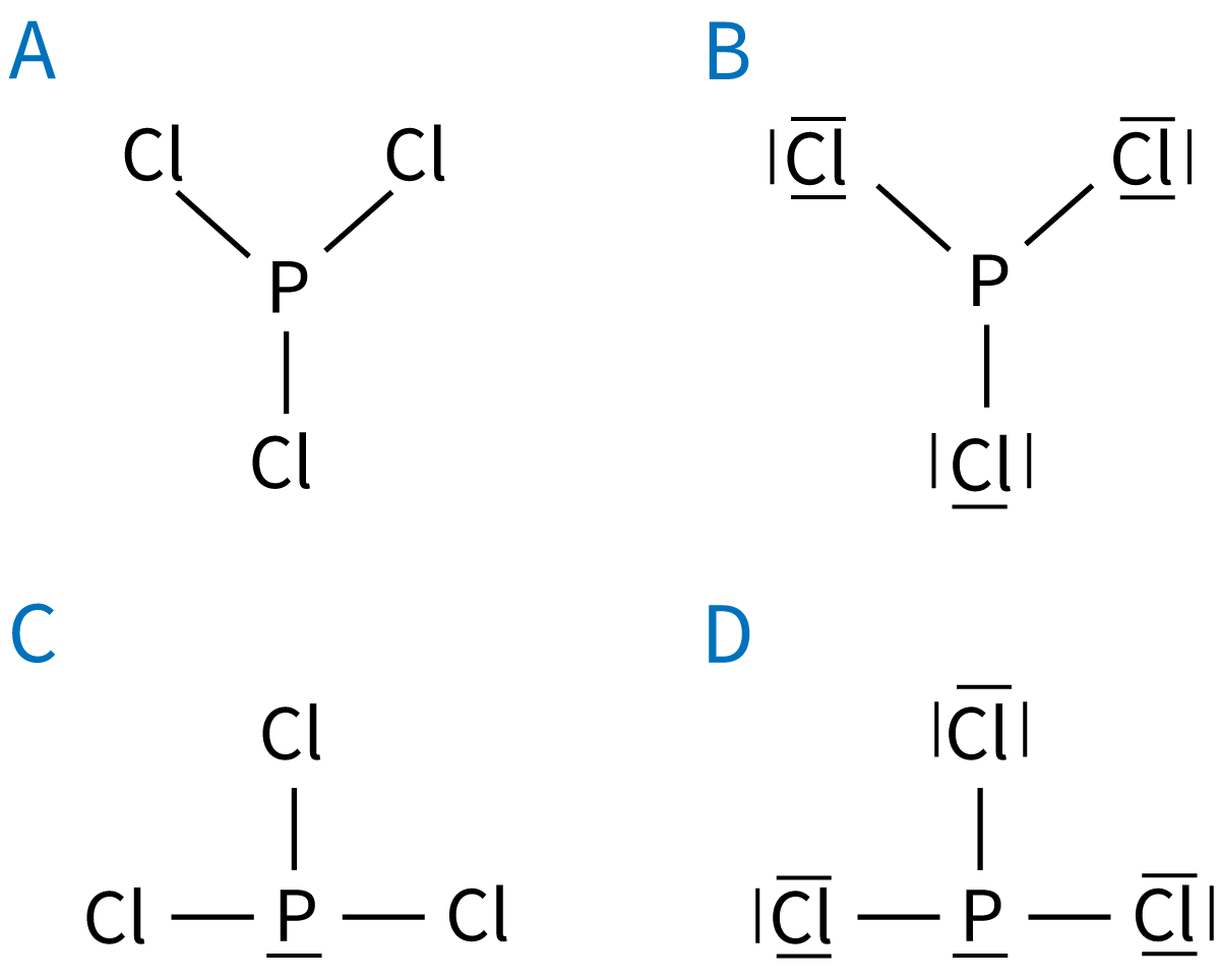 electron dot diagrams x4, PCL3